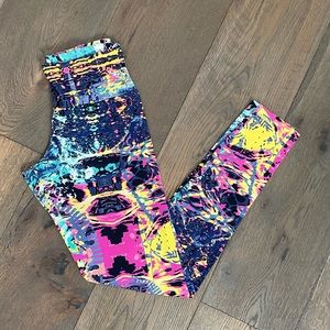 Vibrant Abstract Design Leggings * YOGA * Black * Blue * Yellow * Pink